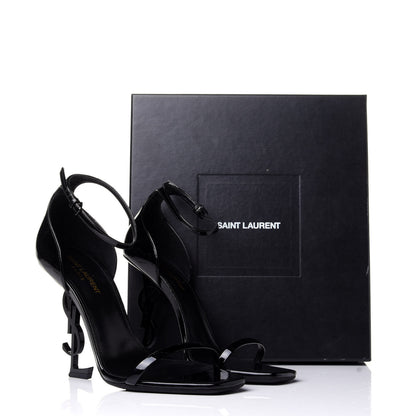 Saint Laurent Patent Calfskin Opyum 110 Sandals 40 Black 9 of 9