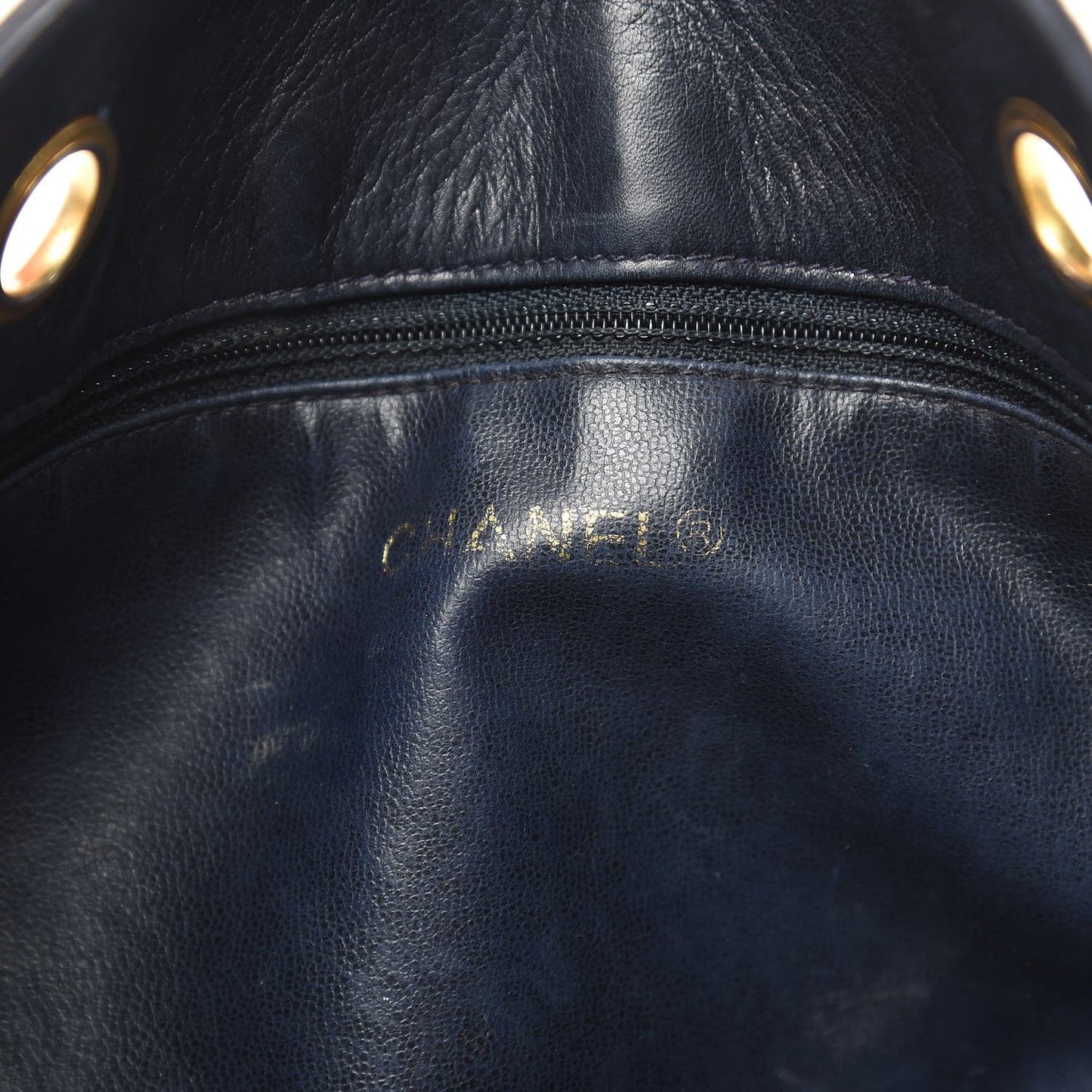 Lambskin Stitched Shopper Tote Navy