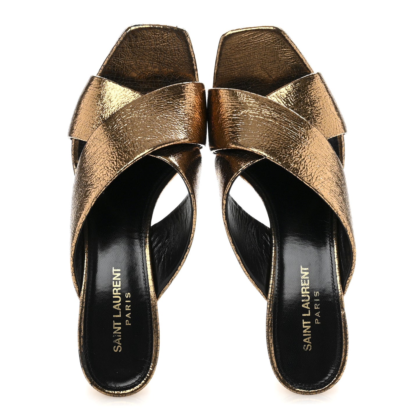 Metallic Supercrack Calfskin LouLou 95 Mule Sandals 39 Chestnut