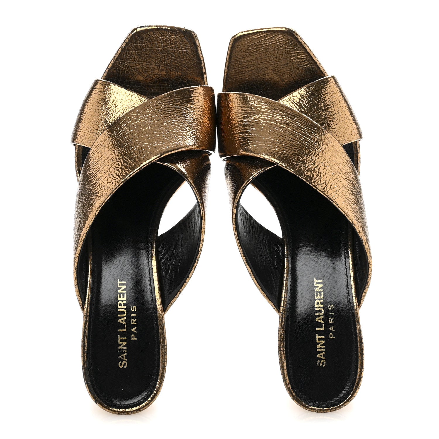 Saint Laurent Metallic Supercrack Calfskin LouLou 95 Mule Sandals 39 Chestnut 2 of 9
