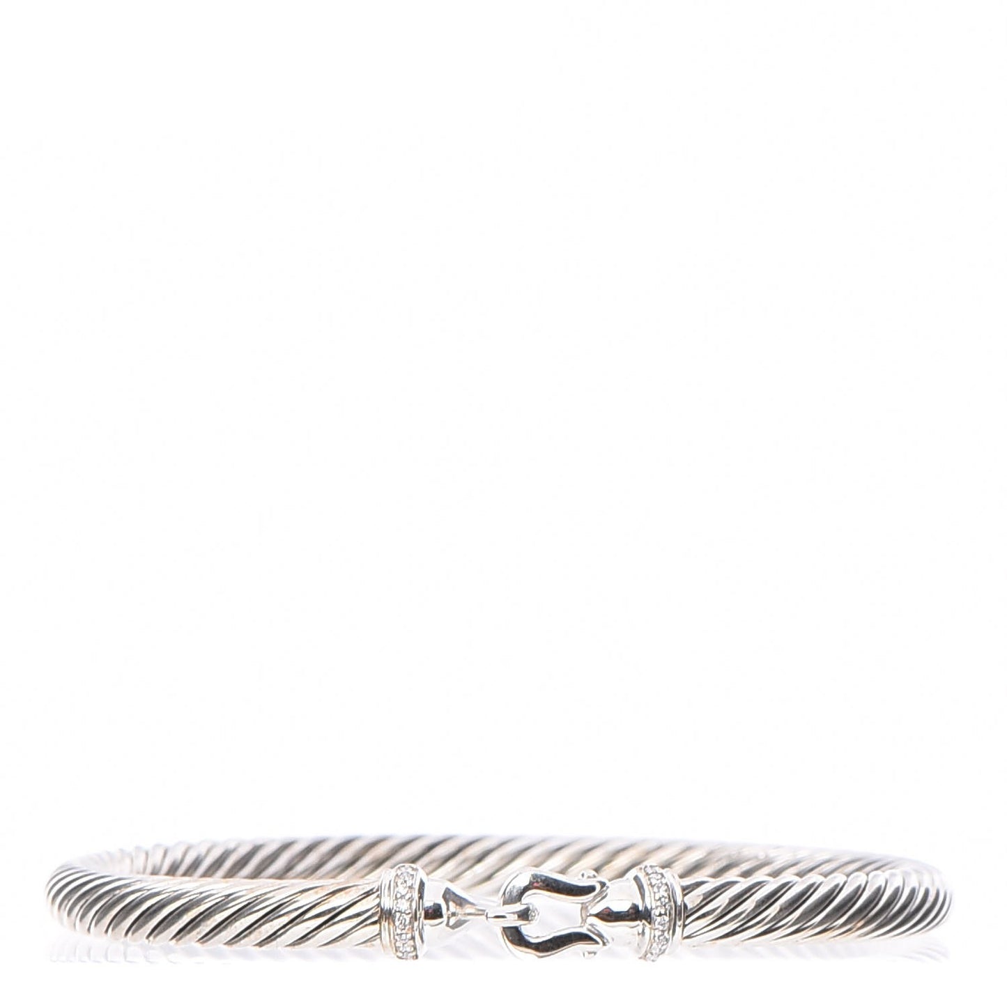 Sterling Silver Diamond 5mm Cable Buckle Bracelet