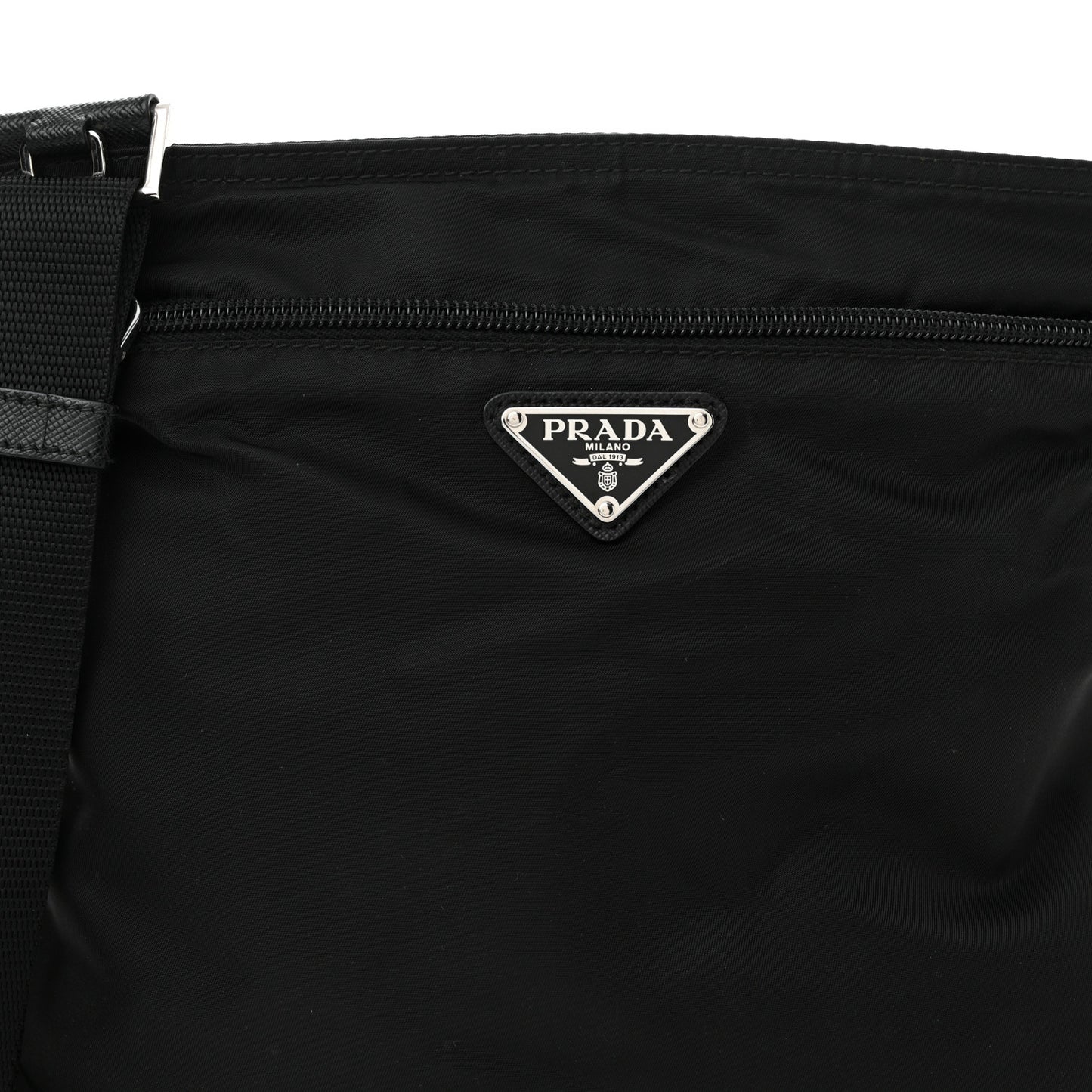 Nylon Saffiano Flat Messenger Bag Black