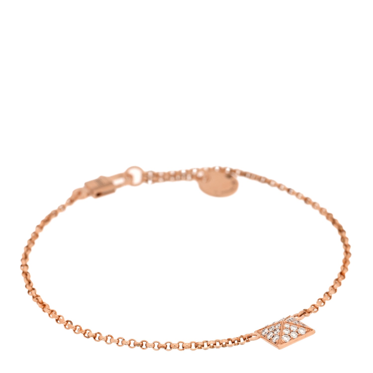 Hermes 18K Rose Gold Diamond PM Clou d'H Bracelet 1 of 4