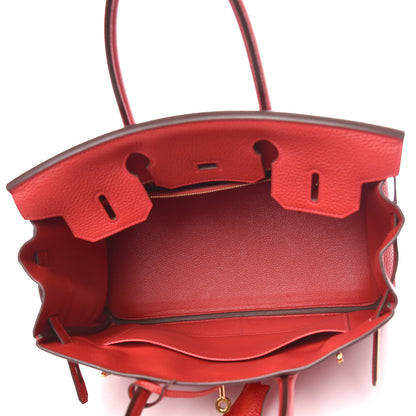 Hermes Taurillon Clemence Birkin 30 Rouge Casaque 5 of 11