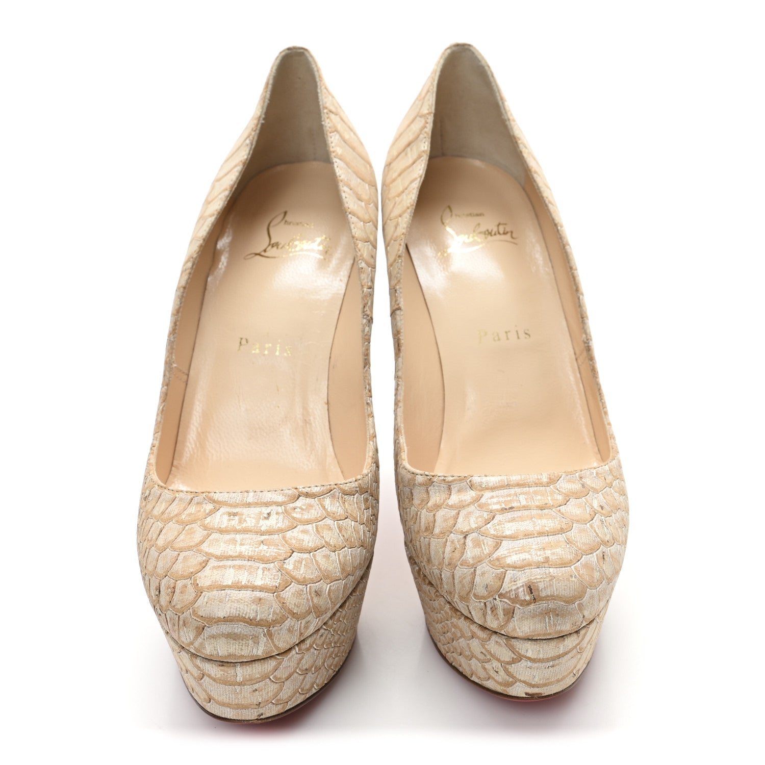 Christian Louboutin Cork Snake Print Bianca 140 Pumps 36.5 Beige 3 of 9
