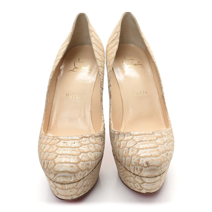 Christian Louboutin Cork Snake Print Bianca 140 Pumps 36.5 Beige 3 of 9