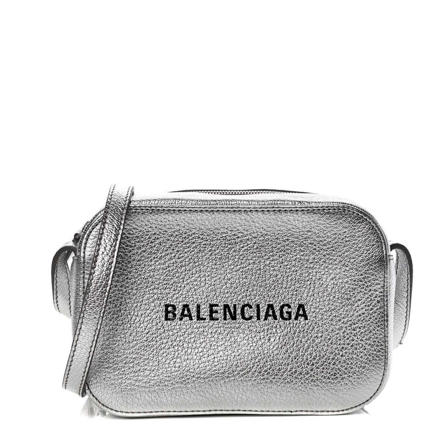 Metallic Goatskin Logo XS Everyday Camera Bag Argent Black