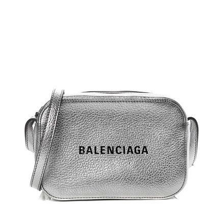 Balenciaga Metallic Goatskin Logo XS Everyday Camera Bag Argent Black 1 of 10