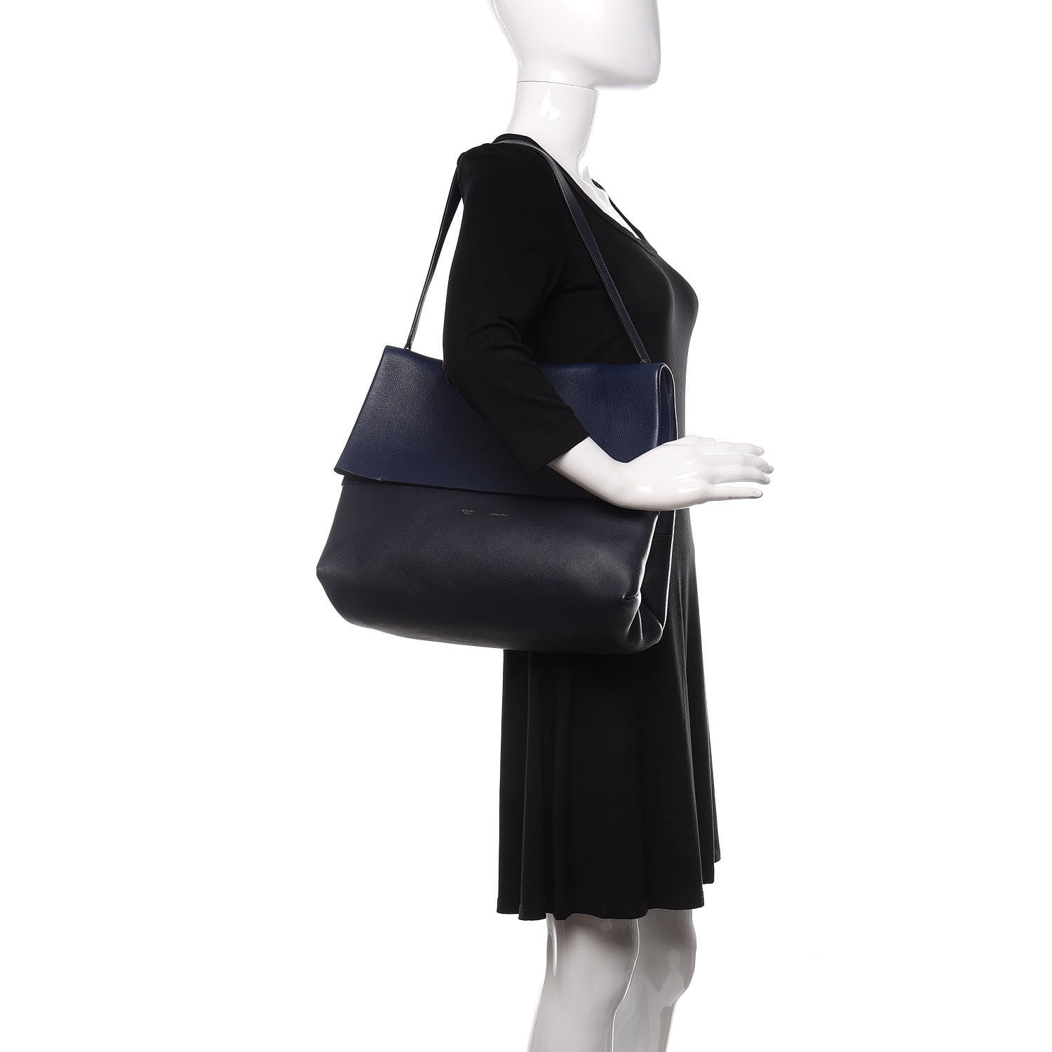 Celine Calfskin All Soft Shoulder Bag Indigo 2 of 15