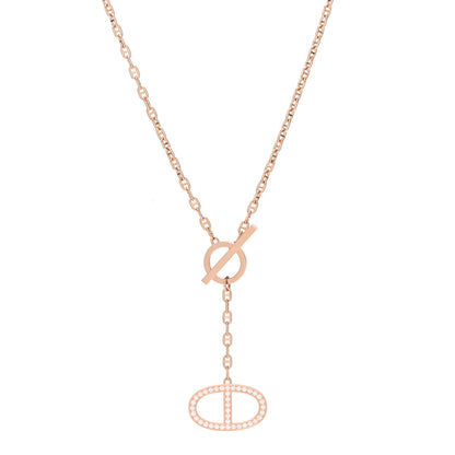 Hermes 18K Rose Gold Diamond GM Chaine D'Ancre Contour Pendant Necklace SH 1 of 8