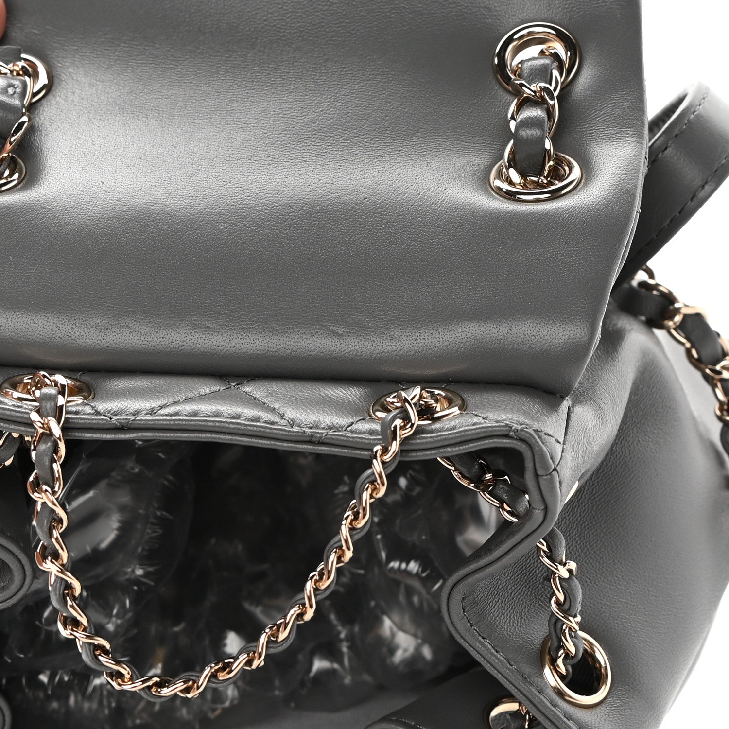 Chanel Lambskin Quilted Small Duma Drawstring Backpack Grey 10 of 11