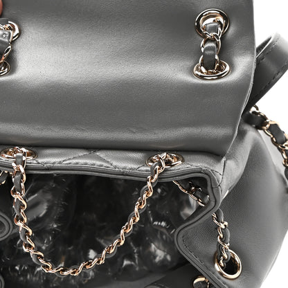 Chanel Lambskin Quilted Small Duma Drawstring Backpack Grey 10 of 11