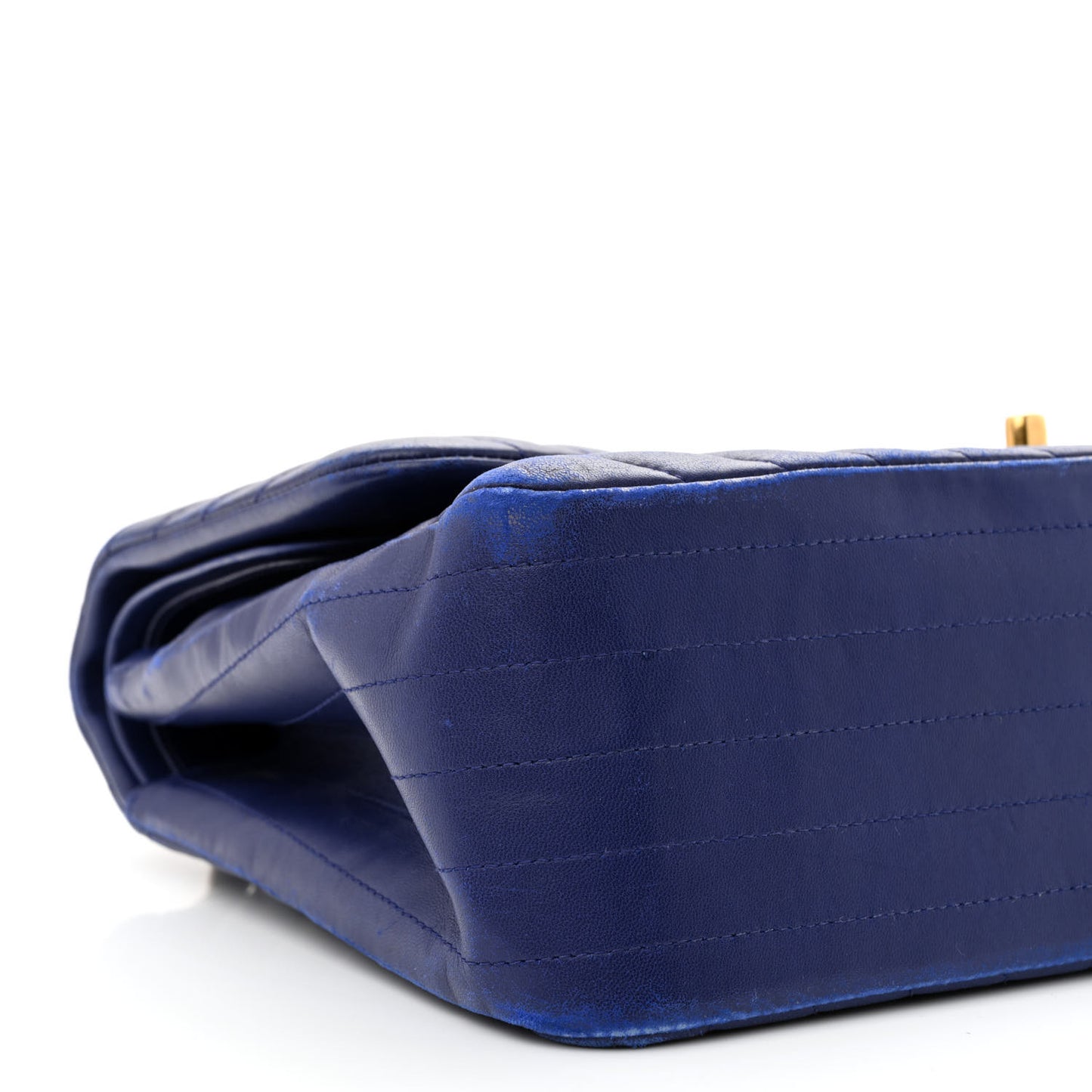 Lambskin Chevron Quilted Jumbo Double Flap Blue
