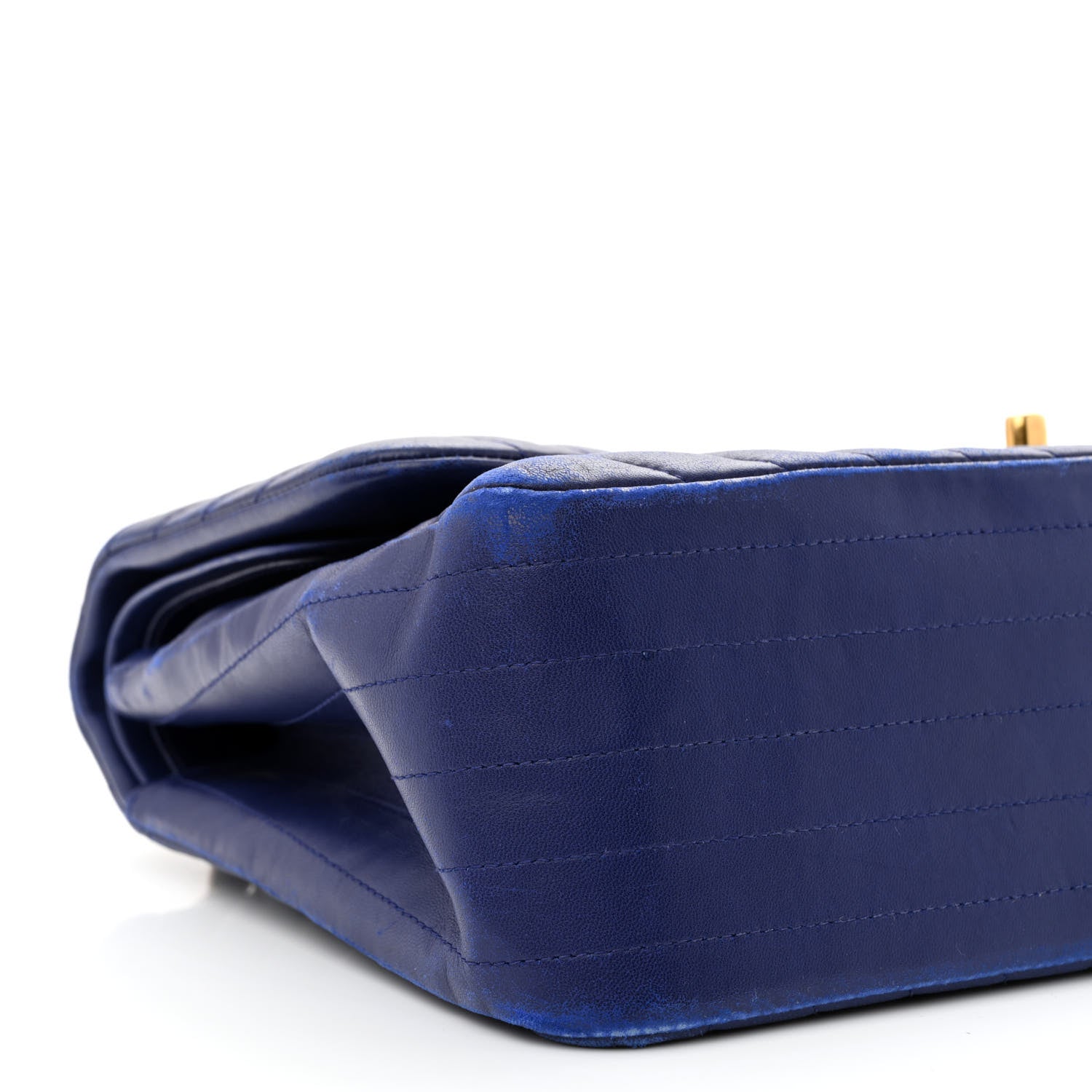 Chanel Lambskin Chevron Quilted Jumbo Double Flap Blue 9 of 15