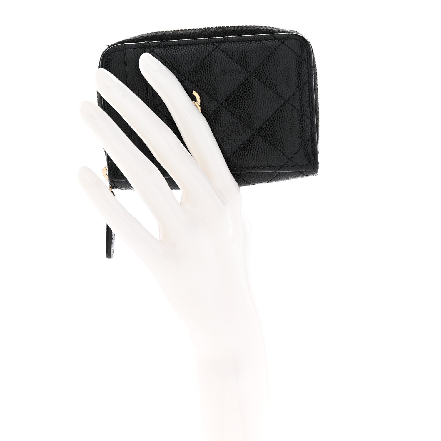 Chanel Caviar Quilted Zip Card Holder Black 2 of 12