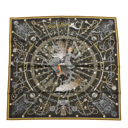 Hermes Silk C'est La Fete Scarf 90 Kaki Anthracite Gris 1 of 4