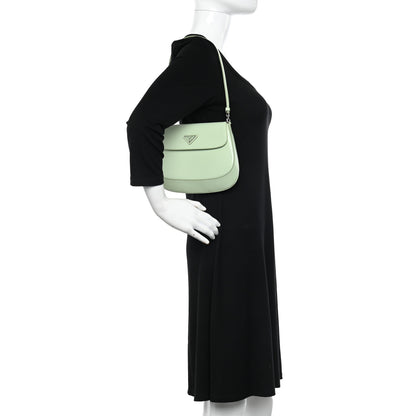 Prada Spazzolato Cleo Flap Shoulder Bag Acqua 2 of 12