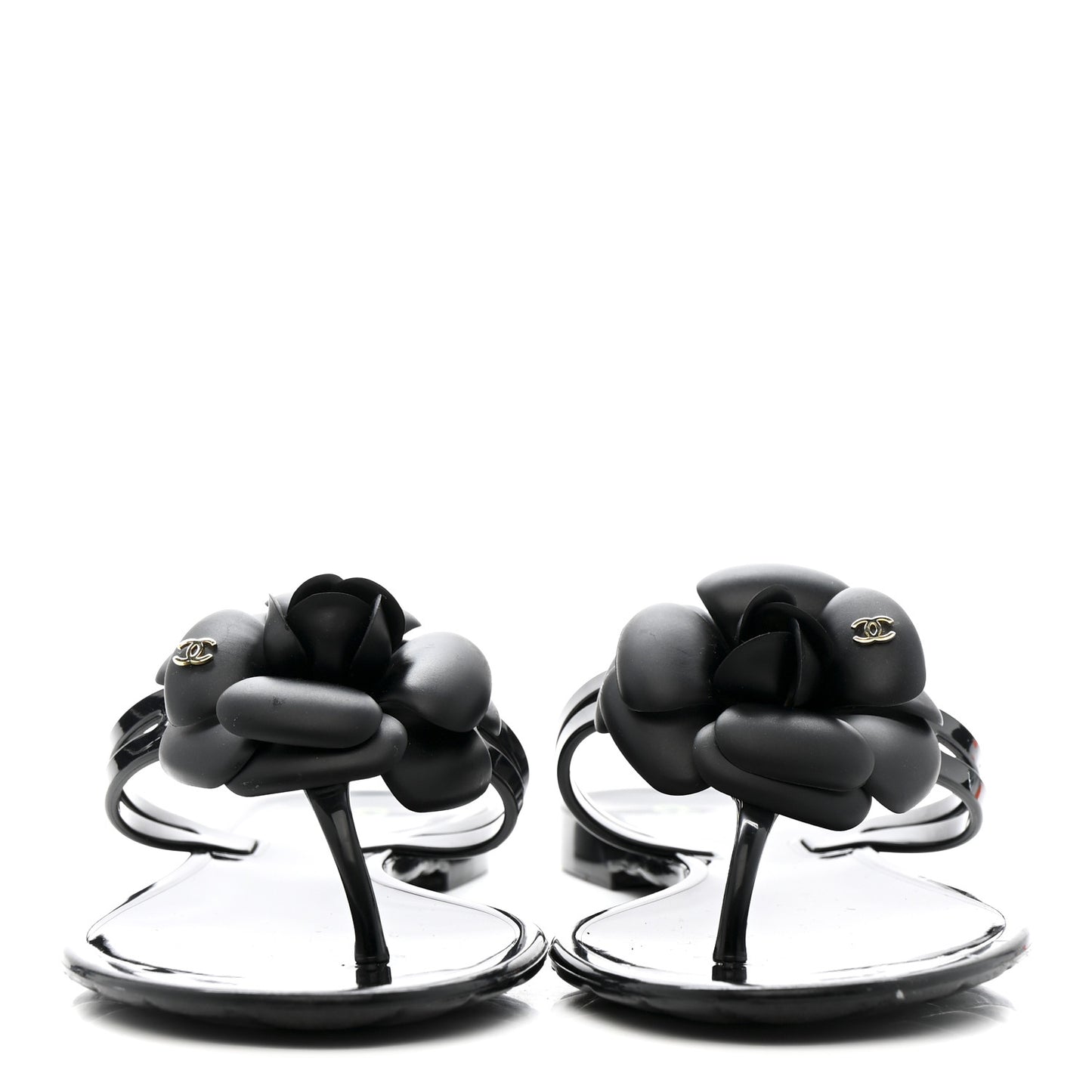 Jelly Camellia Thong Sandals 37 Black