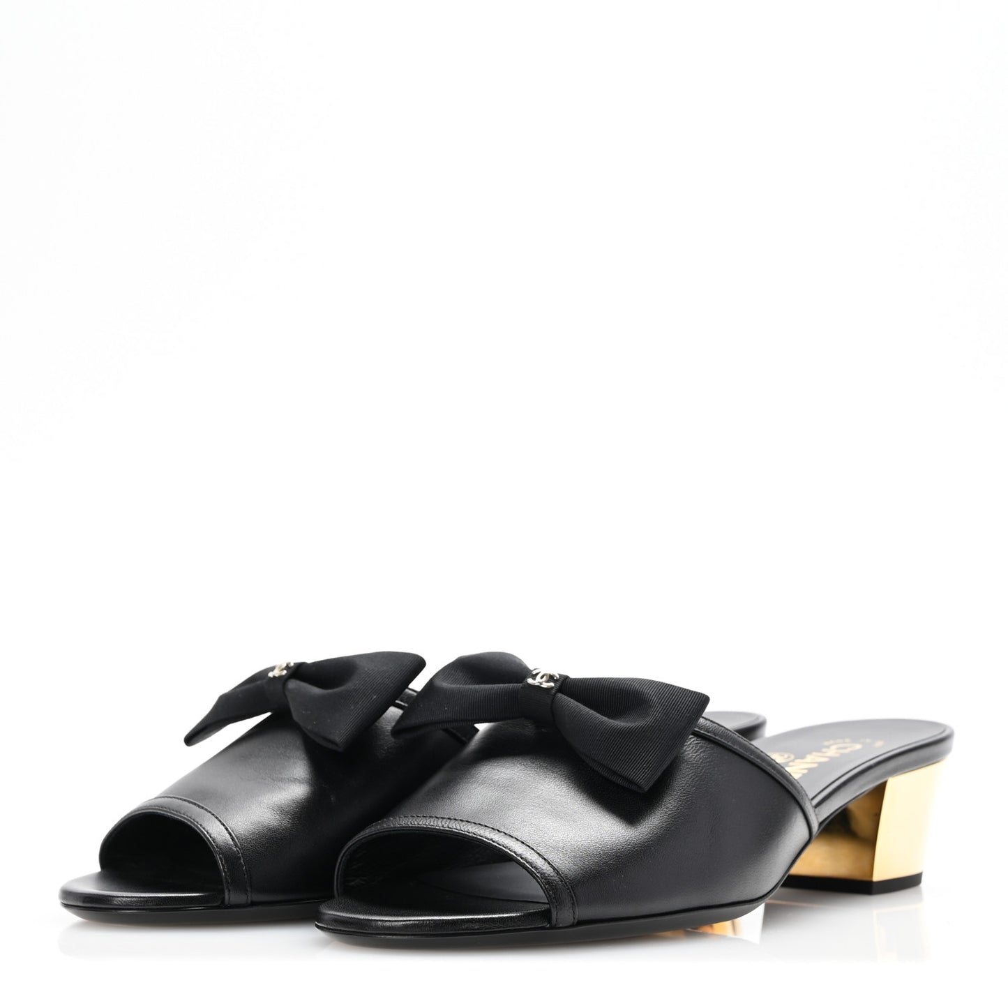 Lambskin Bow Mules 39 Black