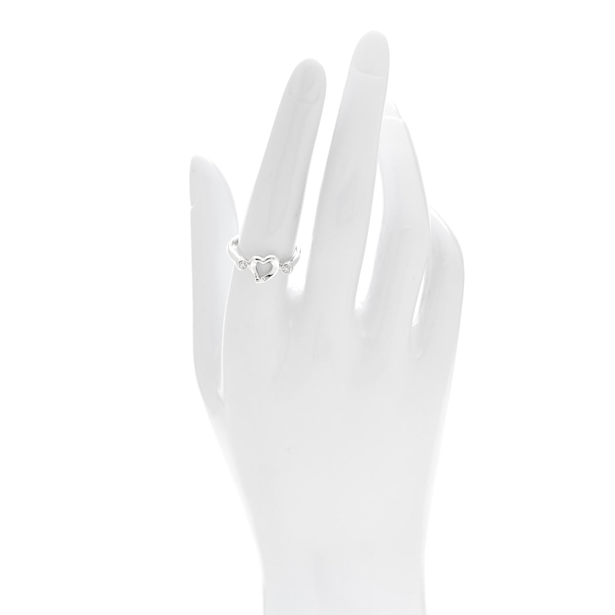 Sterling Silver Diamond Elsa Peretti Open Heart Ring 57 8