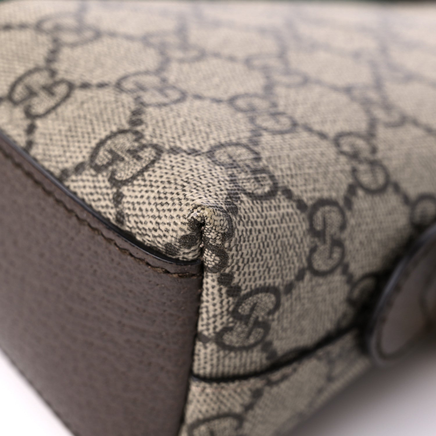 Gucci GG Supreme Monogram Textured Dollar Calfskin Web Small Ophidia Dome Shoulder Bag Beige Ebony New Acero 11 of 16