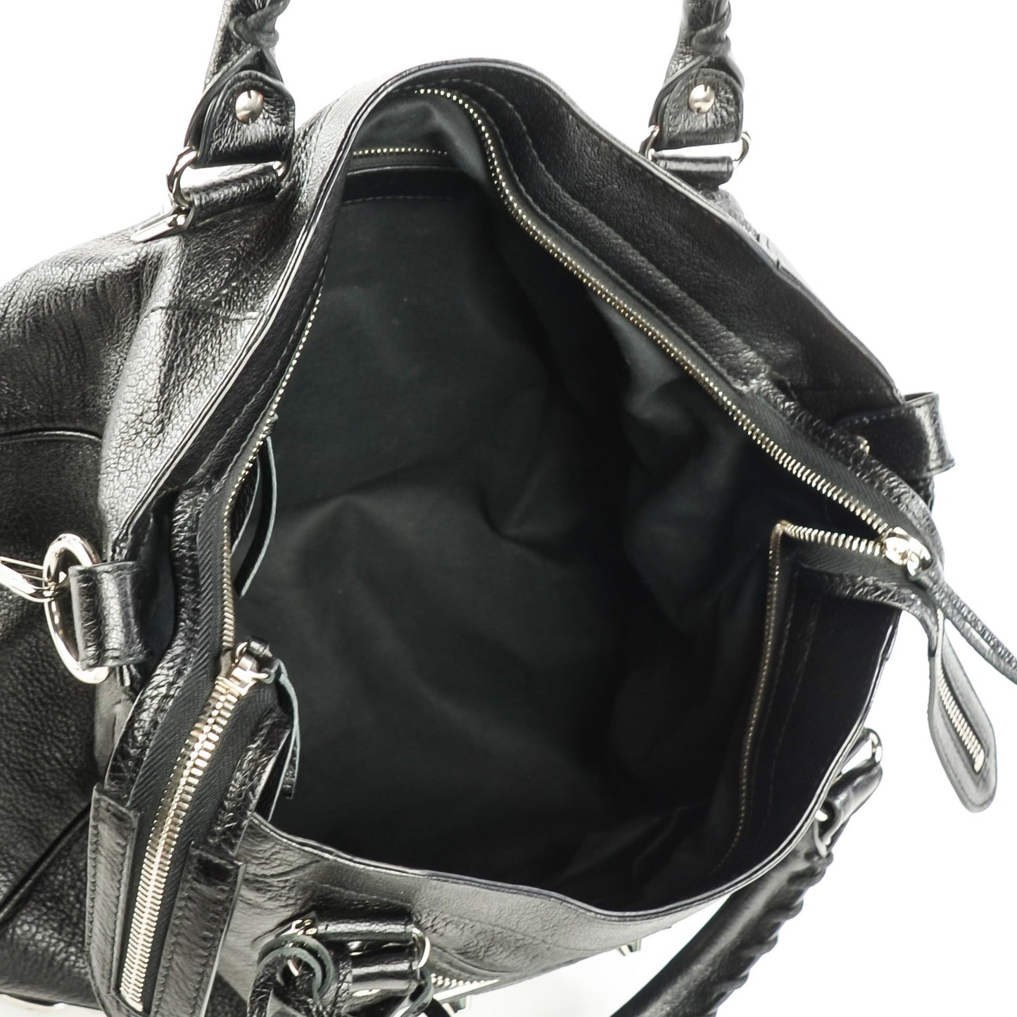 Chevre Silver Metallic Edge Hardware Velo Black