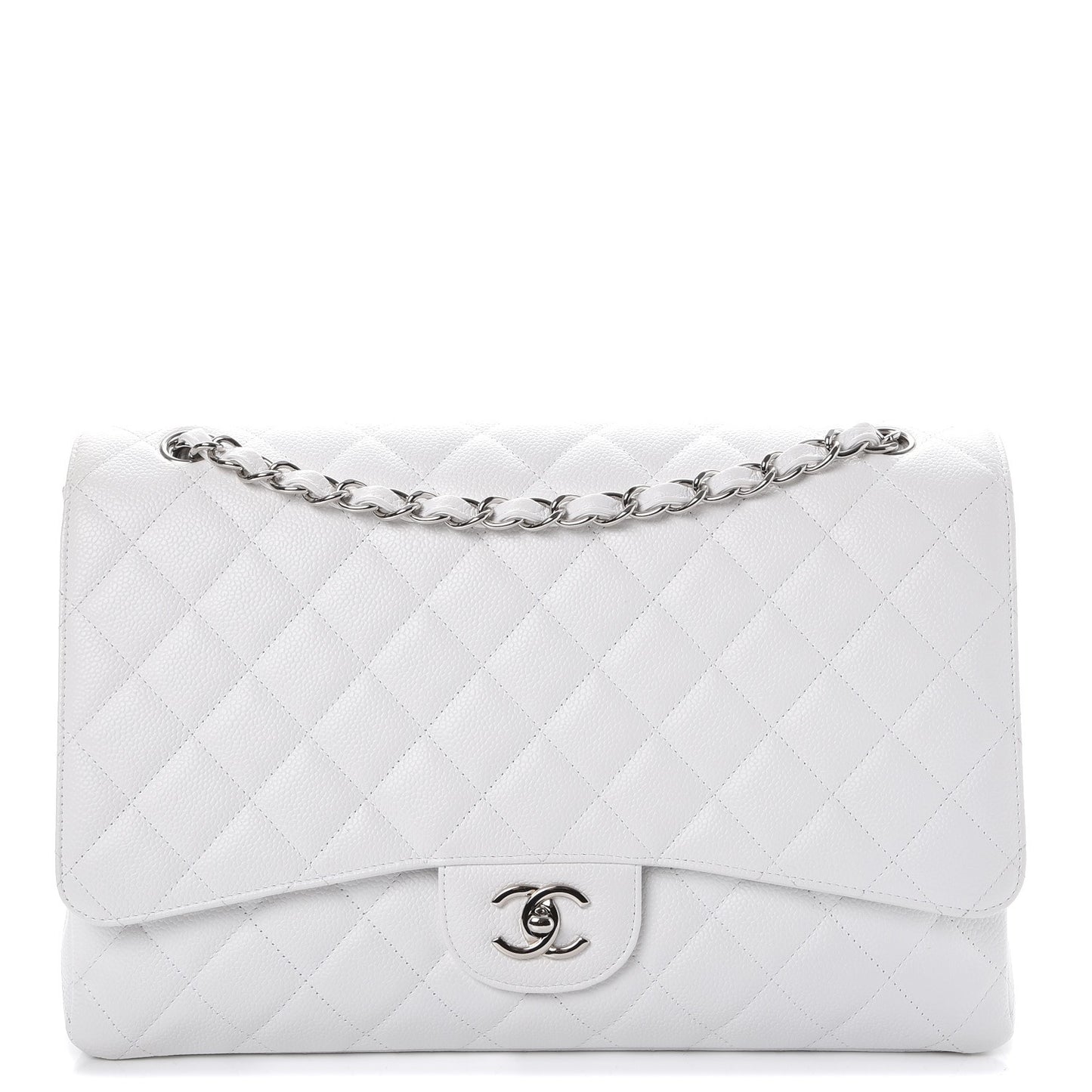 Caviar Maxi Single Flap White