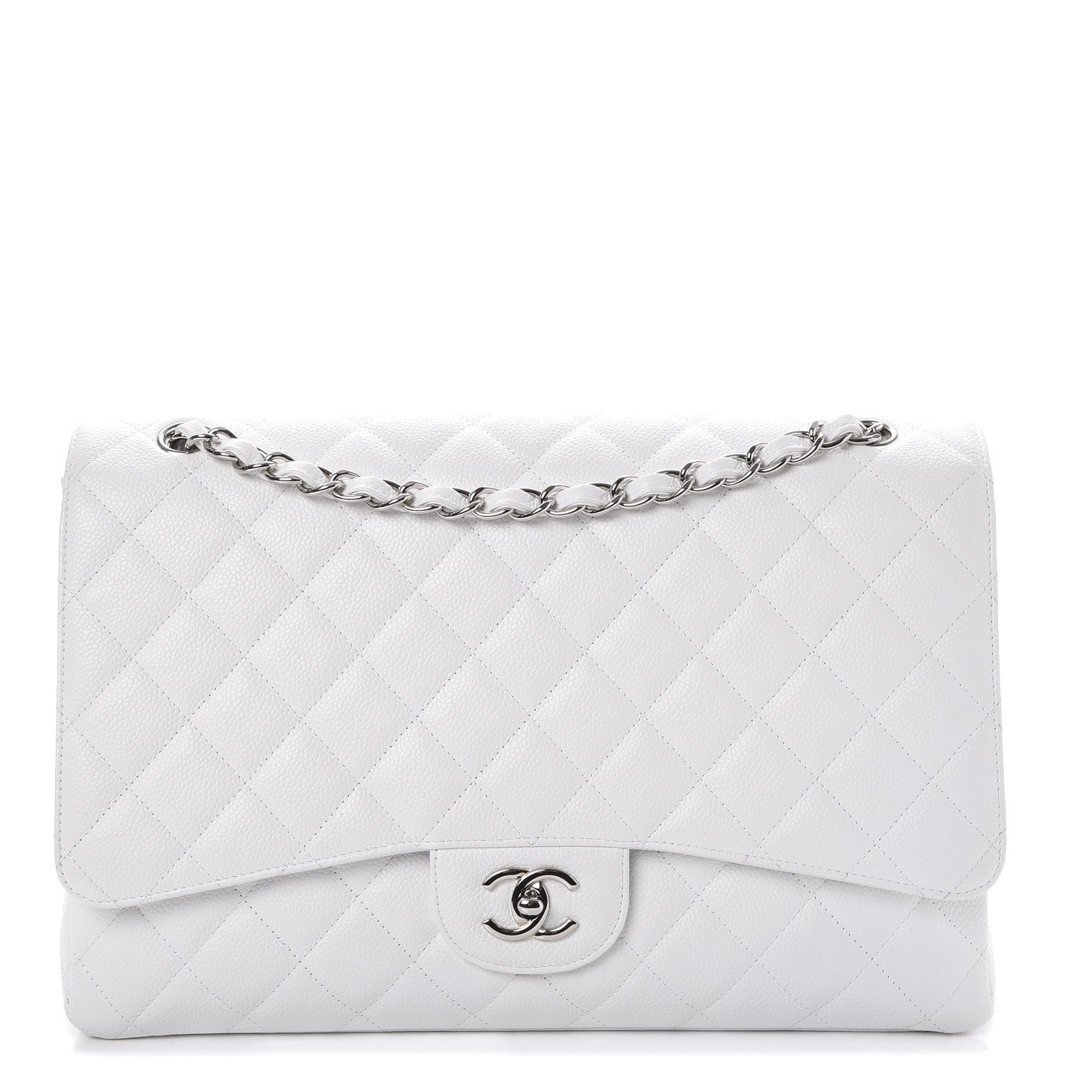 Chanel Caviar Maxi Single Flap White 1 of 13
