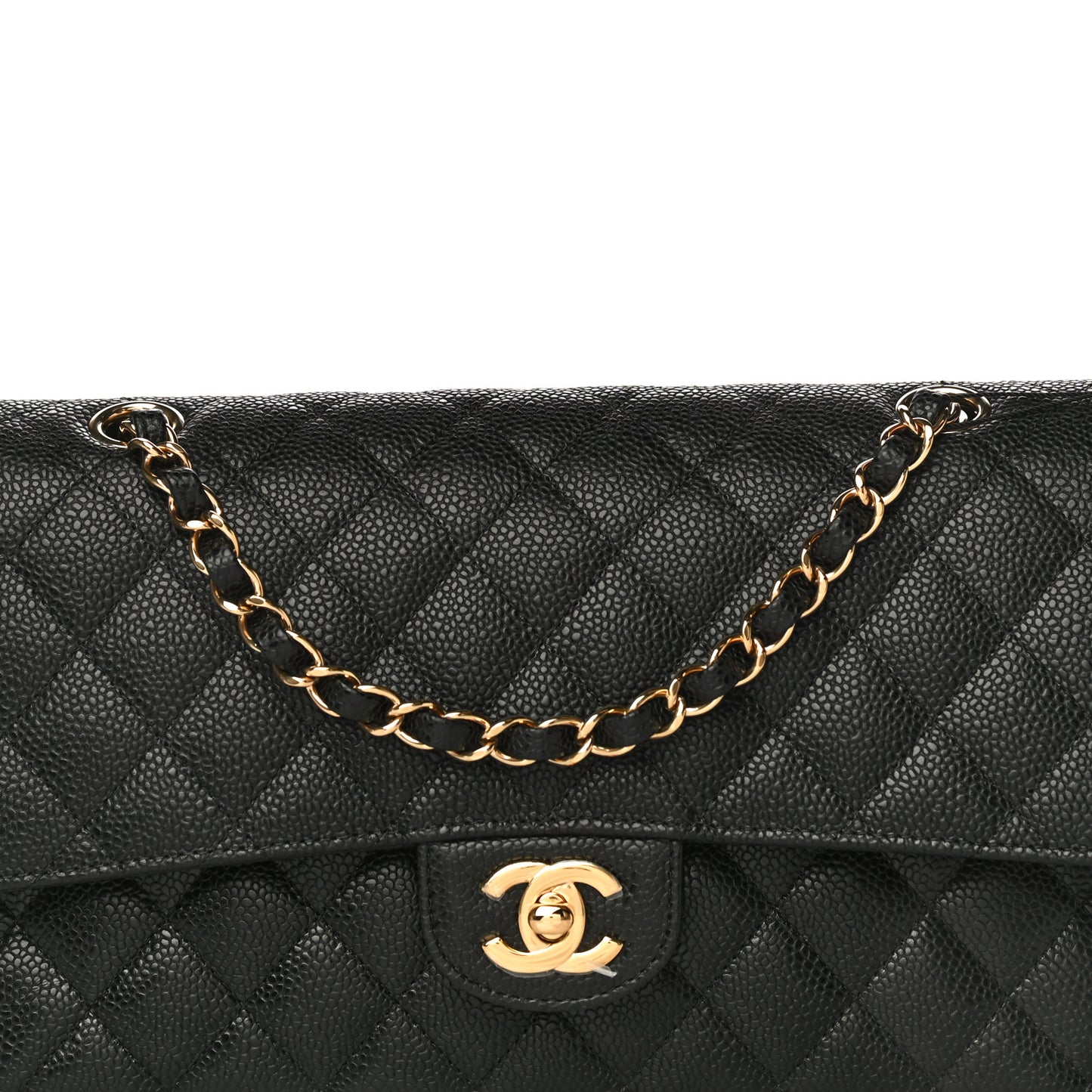 Caviar Quilted Medium Double Flap Black