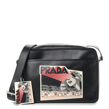Prada X JAMES JEAN Vitello Patch Comic Print Messenger Bag Black 1 of 8
