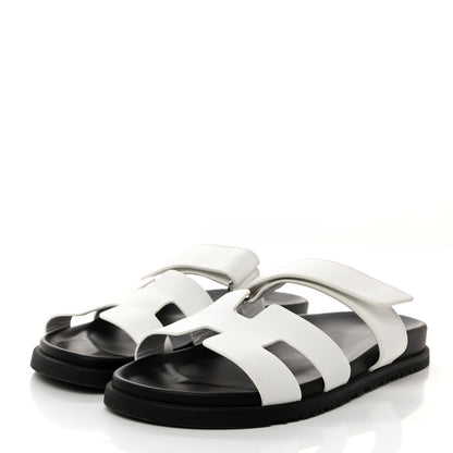 Hermes Calfskin Womens Chypre Sandals 41 White 3 of 8