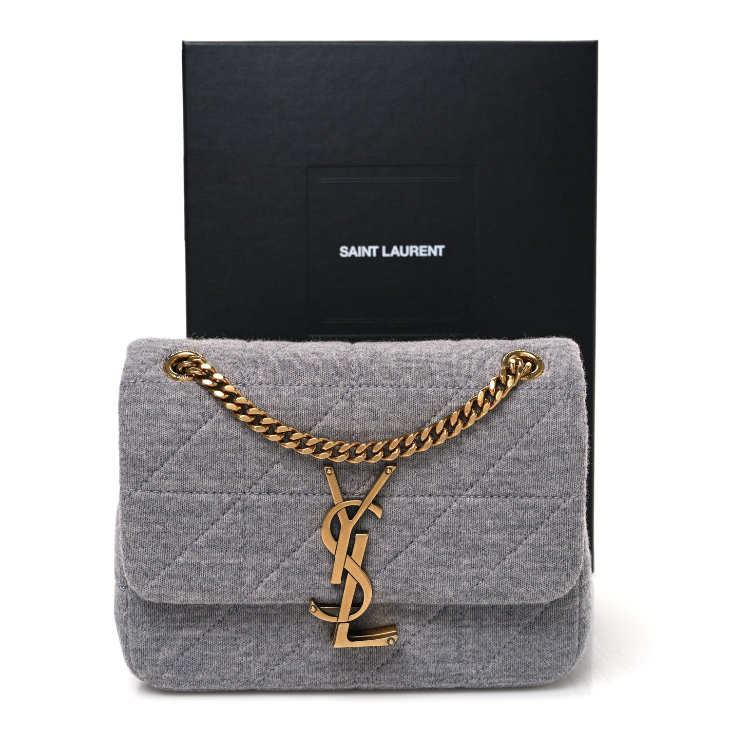 Saint Laurent Jersey Wool Patchwork Monogram Mini Jamie Baguette Grigio 11 of 11