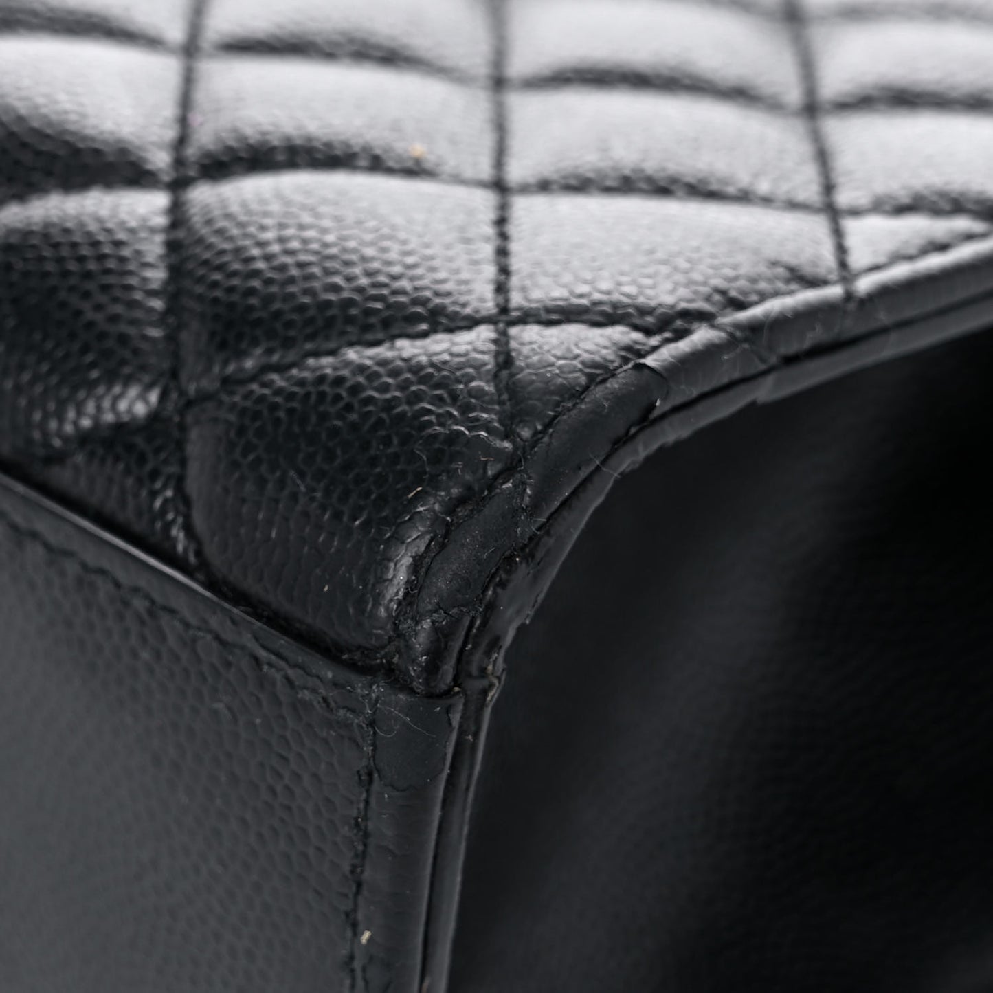 Grain De Poudre Textured Mixed Matelasse Large Triquilt Monogram Satchel Black