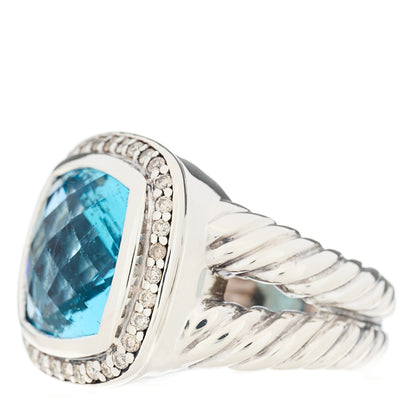 David Yurman Sterling Silver Diamond Blue Topaz 11mm Albion Ring 47 4 3 of 5