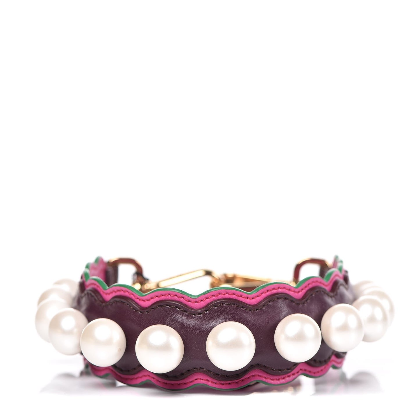 Calfskin Pearl Embellished Mini Strap You Amarone Geranium