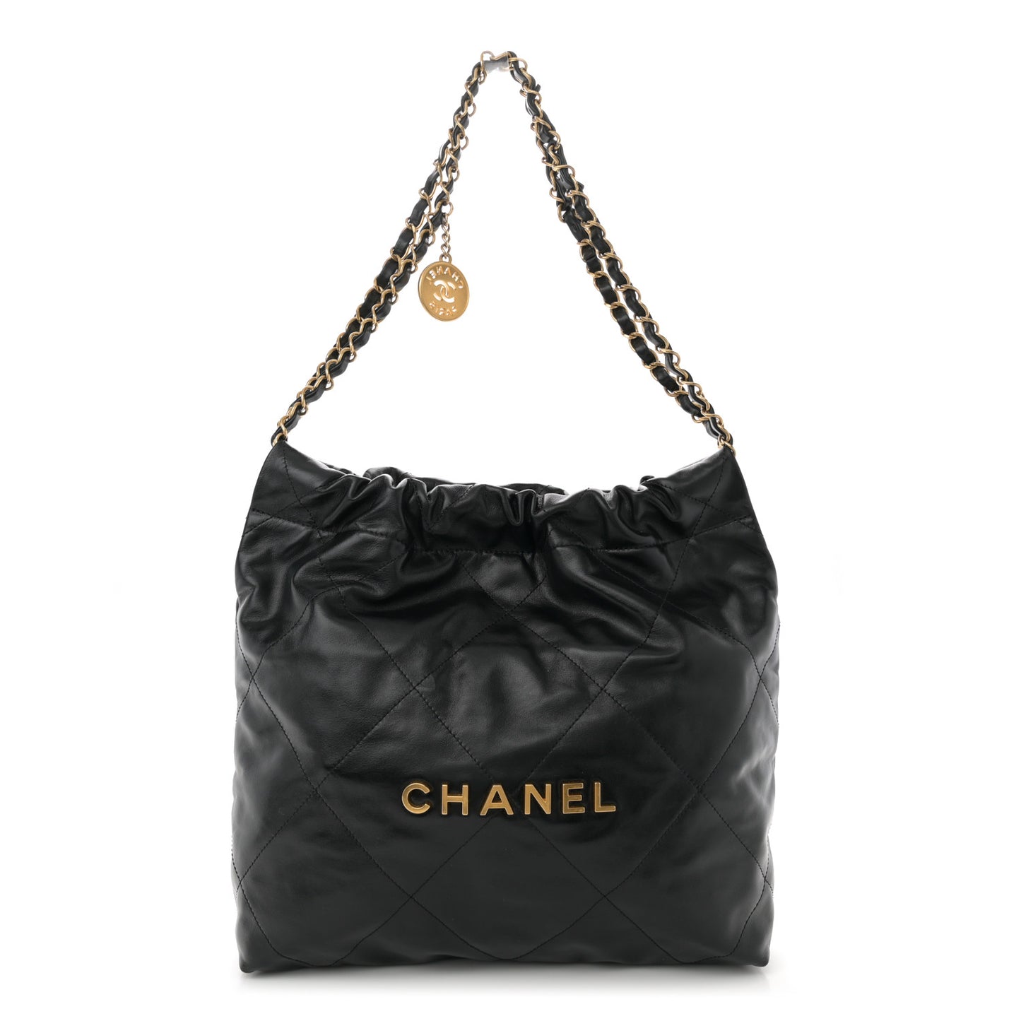 Shiny Calfskin Quilted Small Chanel 22 Black