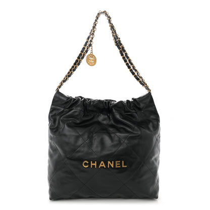 Chanel Shiny Calfskin Quilted Small Chanel 22 Black 1 of 11