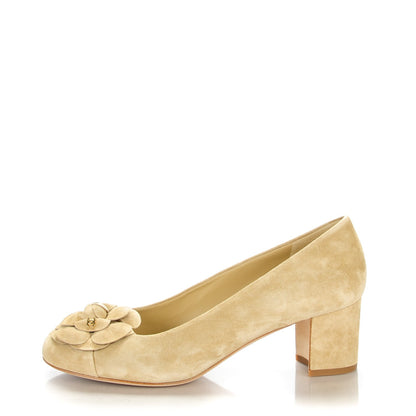 Chanel Suede Calfskin Camellia Ballerina Pumps 39.5 Beige 1 of 7