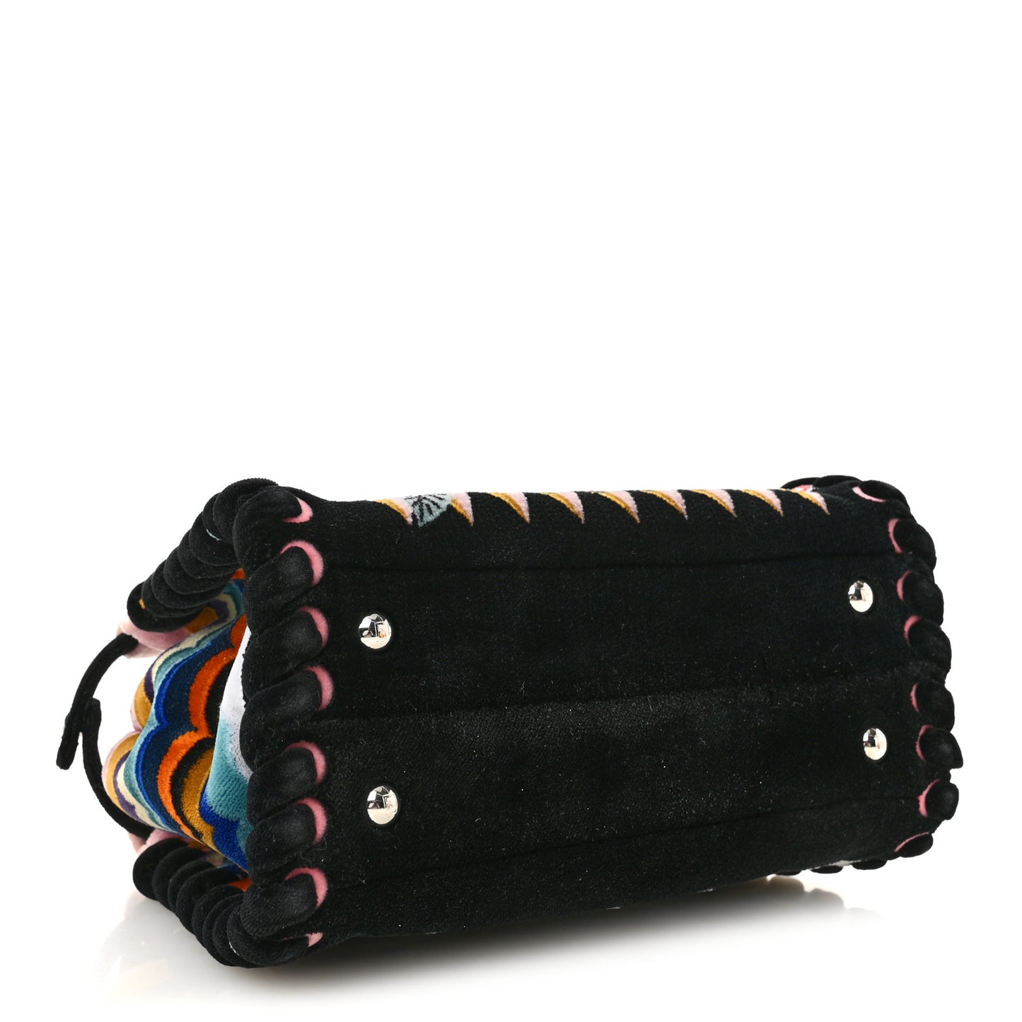 Velvet Embroidered Mini Peekaboo Iconic Satchel Black Multicolor