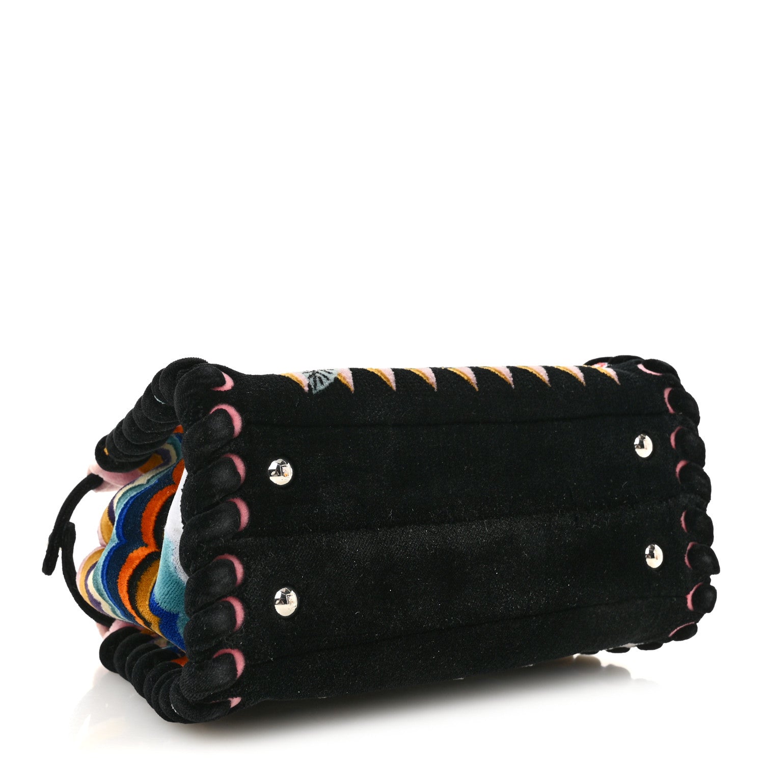 Fendi Velvet Embroidered Mini Peekaboo Iconic Satchel Black Multicolor 4 of 16