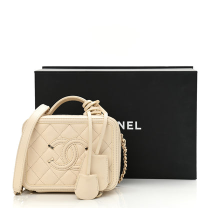 Chanel Caviar Quilted Small CC Filigree Vanity Case White 15 of 15