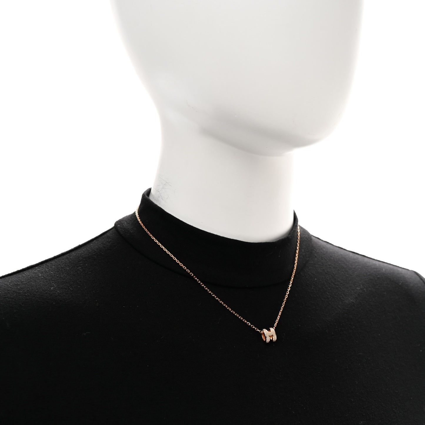 Lacquered Rose Gold Mini Pop H Pendant Necklace Marron Glace