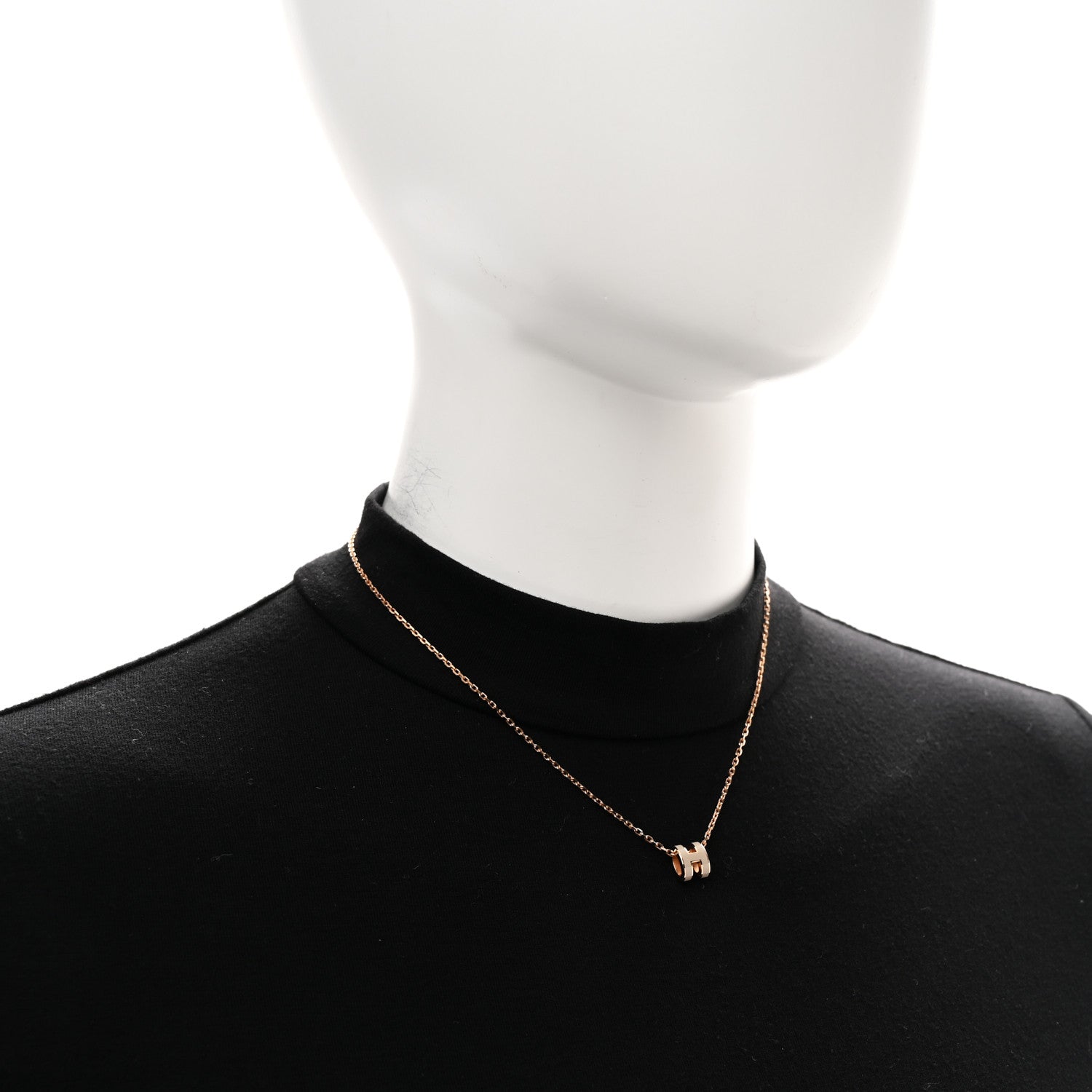 Hermes Lacquered Rose Gold Mini Pop H Pendant Necklace Marron Glace 2 of 7