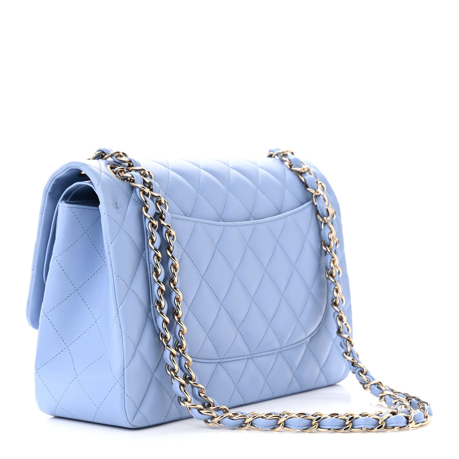 Chanel Lambskin Quilted Jumbo Double Flap Light Blue 3 of 11