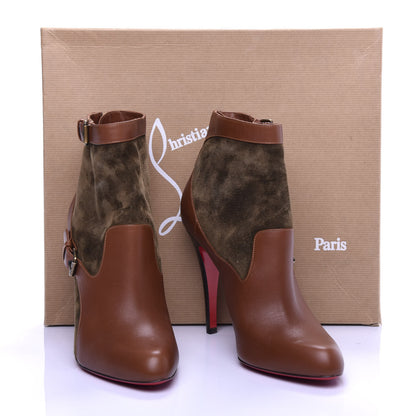 Christian Louboutin Calfskin Cuoio Veau Velours Canassone 100 Booties 40.5 Cognac Bronze 9 of 9