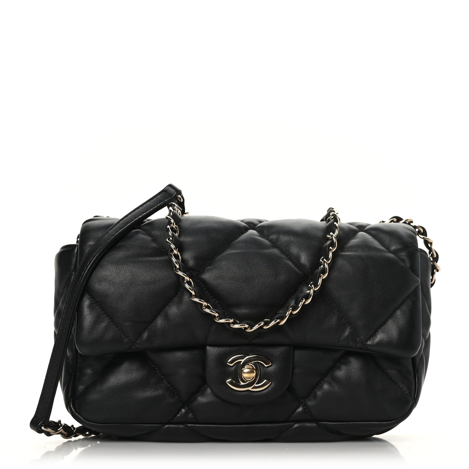 Chanel Calfskin Quilted Medium Bubbly Flap Black 1 of 8