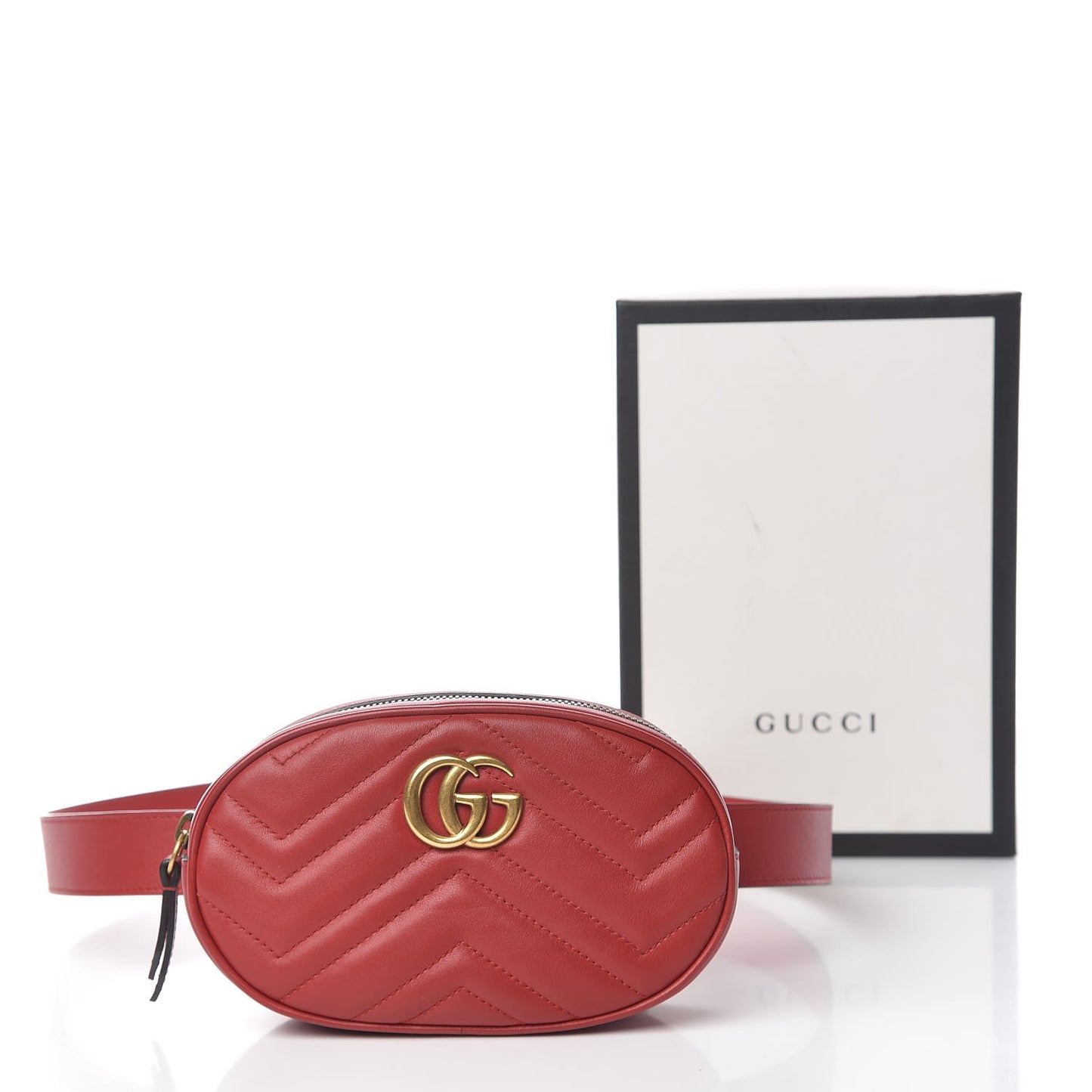 Calfskin Matelasse GG Marmont Belt Bag 85 34 Hibiscus Red