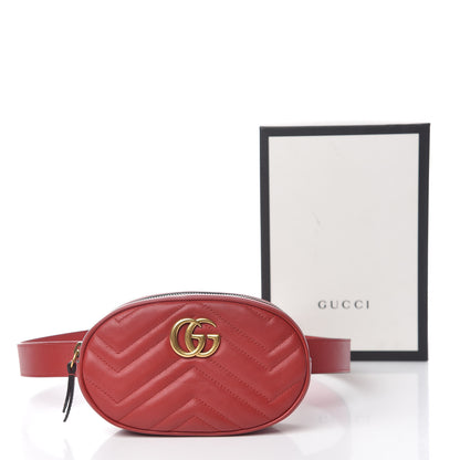 Gucci Calfskin Matelasse GG Marmont Belt Bag 85 34 Hibiscus Red 13 of 13