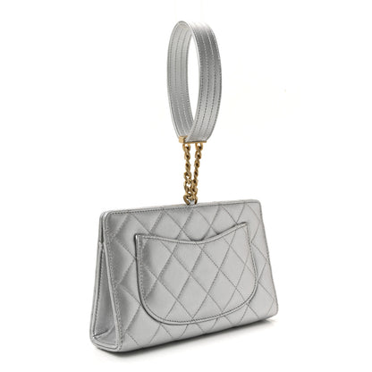 Chanel Metallic Lambskin Quilted Evening By The Sea Clutch Silver 3 of 9