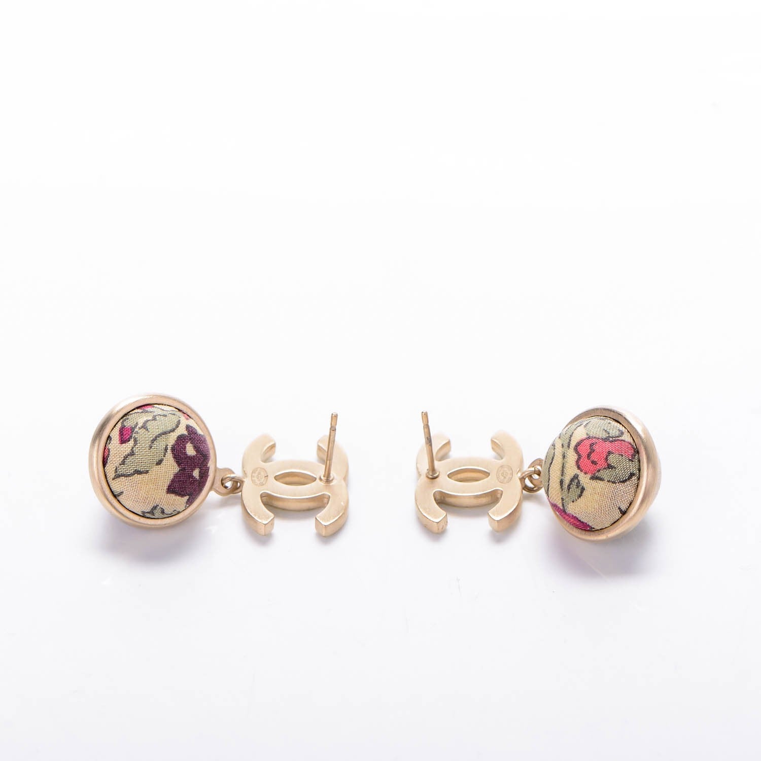 Chanel Enamel CC Camellia Drop Earrings White Gold 3 of 4